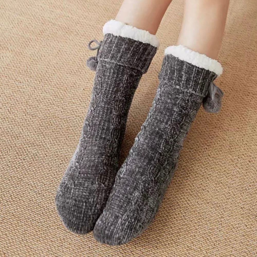Pom-Pom Fleece-Lined Socks